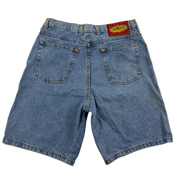 Vintage 90s Light Blue Denim Two Pepper High Waisted Jean Shorts Size 34 x 8 - Picture 1 of 6
